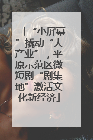 “小屏幕”撬动“大产业”，平原示范区微短剧“剧集地”激活文化新经济