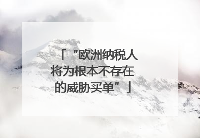 “欧洲纳税人将为根本不存在的威胁买单”