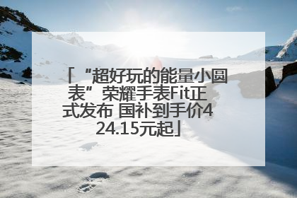 “超好玩的能量小圆表”荣耀手表Fit正式发布 国补到手价424.15元起