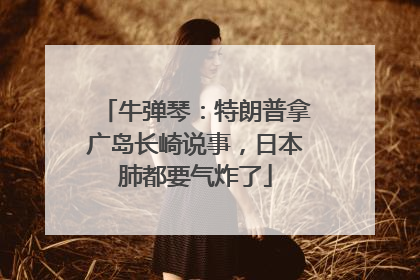 牛弹琴：特朗普拿广岛长崎说事，日本肺都要气炸了