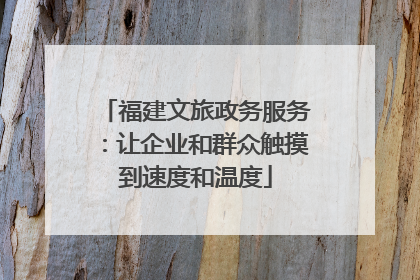 福建文旅政务服务：让企业和群众触摸到速度和温度