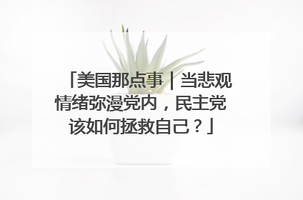 美国那点事｜当悲观情绪弥漫党内，民主党该如何拯救自己？