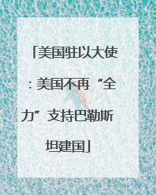美国驻以大使：美国不再“全力”支持巴勒斯坦建国