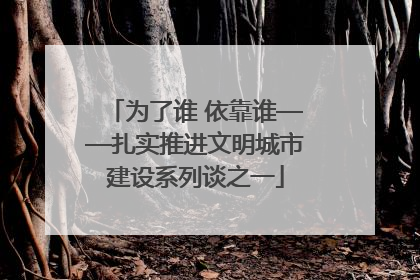 为了谁 依靠谁——扎实推进文明城市建设系列谈之一