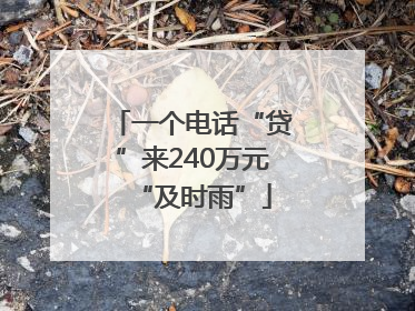 一个电话“贷”来240万元“及时雨”