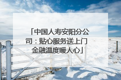 中国人寿安阳分公司：贴心服务送上门 金融温度暖人心