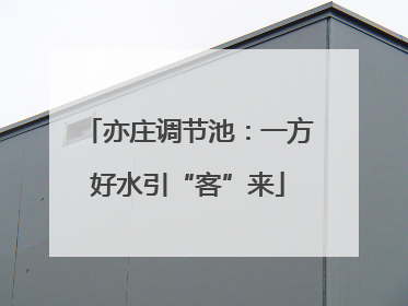 亦庄调节池：一方好水引“客”来