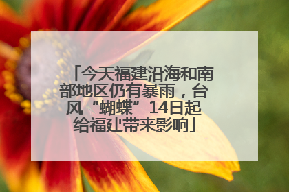 今天福建沿海和南部地区仍有暴雨，台风“蝴蝶”14日起给福建带来影响
