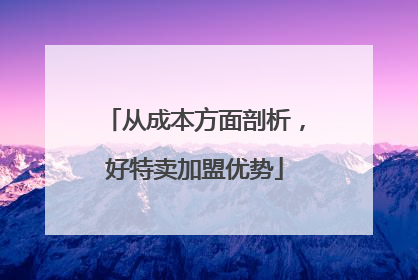 从成本方面剖析，好特卖加盟优势
