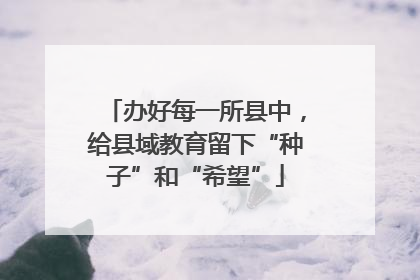 办好每一所县中，给县域教育留下“种子”和“希望”
