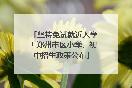 坚持免试就近入学！郑州市区小学、初中招生政策公布