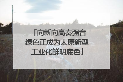 向新向高奏强音 绿色正成为太原新型工业化鲜明底色
