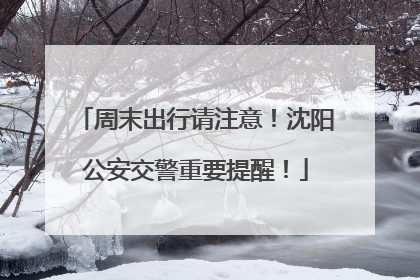 周末出行请注意！沈阳公安交警重要提醒！