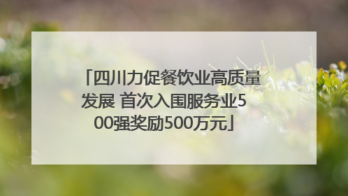 四川力促餐饮业高质量发展 首次入围服务业500强奖励500万元