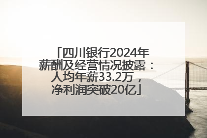 四川银行2024年薪酬及经营情况披露：人均年薪33.2万，净利润突破20亿