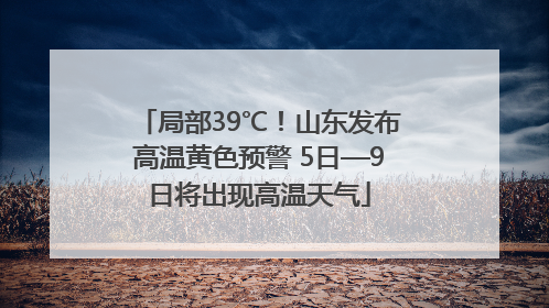 局部39℃！山东发布高温黄色预警 5日—9日将出现高温天气