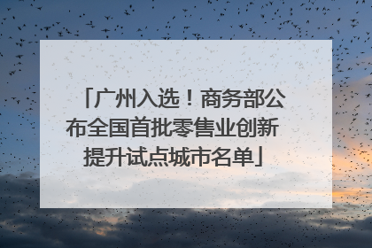 广州入选！商务部公布全国首批零售业创新提升试点城市名单