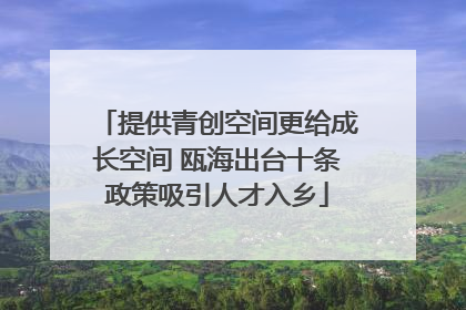 提供青创空间更给成长空间 瓯海出台十条政策吸引人才入乡