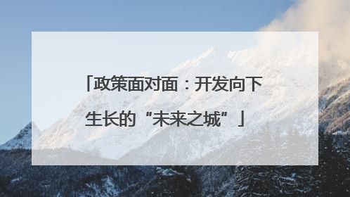 政策面对面：开发向下生长的“未来之城”