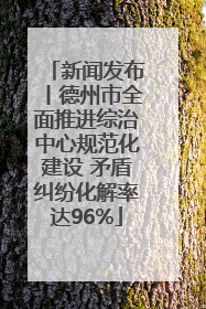 新闻发布丨德州市全面推进综治中心规范化建设 矛盾纠纷化解率达96%