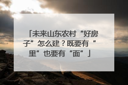 未来山东农村“好房子”怎么建？既要有“里”也要有“面”