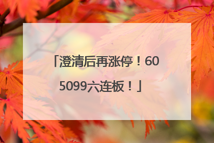 澄清后再涨停！605099六连板！