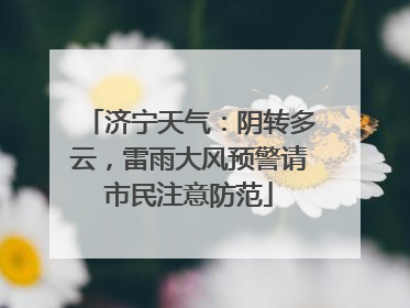济宁天气：阴转多云，雷雨大风预警请市民注意防范