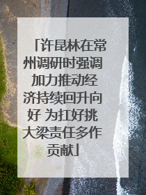 许昆林在常州调研时强调 加力推动经济持续回升向好 为扛好挑大梁责任多作贡献