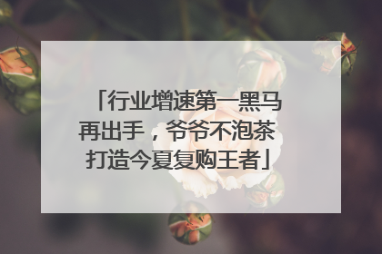 行业增速第一黑马再出手，爷爷不泡茶打造今夏复购王者