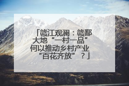 赣江观澜：赣鄱大地“一村一品”何以推动乡村产业“百花齐放”？