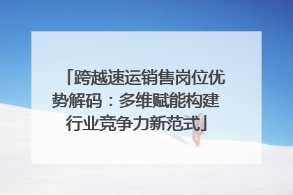 跨越速运销售岗位优势解码：多维赋能构建行业竞争力新范式