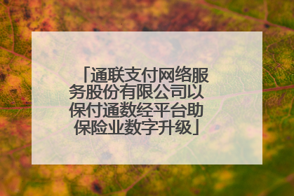 通联支付网络服务股份有限公司以保付通数经平台助保险业数字升级
