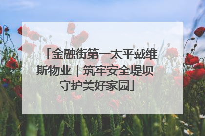 金融街第一太平戴维斯物业｜筑牢安全堤坝 守护美好家园