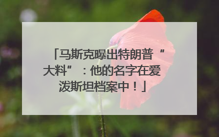 马斯克曝出特朗普“大料”：他的名字在爱泼斯坦档案中！
