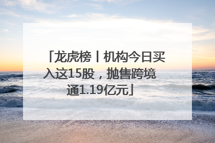 龙虎榜丨机构今日买入这15股，抛售跨境通1.19亿元