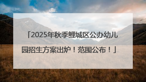 2025年秋季鲤城区公办幼儿园招生方案出炉！范围公布！